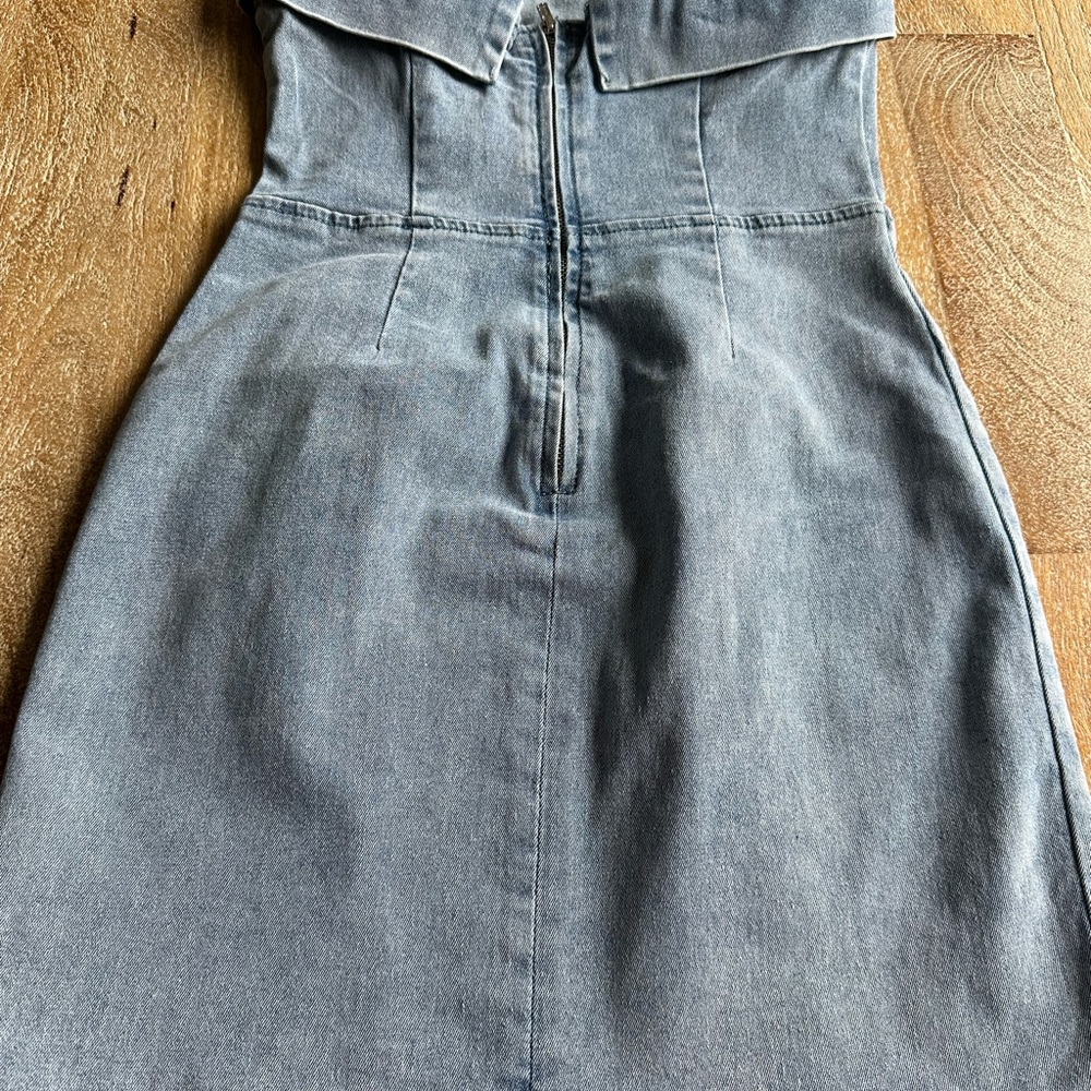 SHEIN Denim Mini Dress in Faded Blue